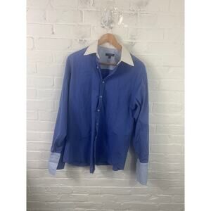 Ted Baker Men's Classic Fit Button Up Shirt Long Sleeve Blue/White Size Large